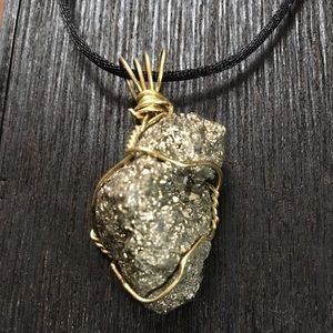 Wire Wrapped Pyrite Stone necklace